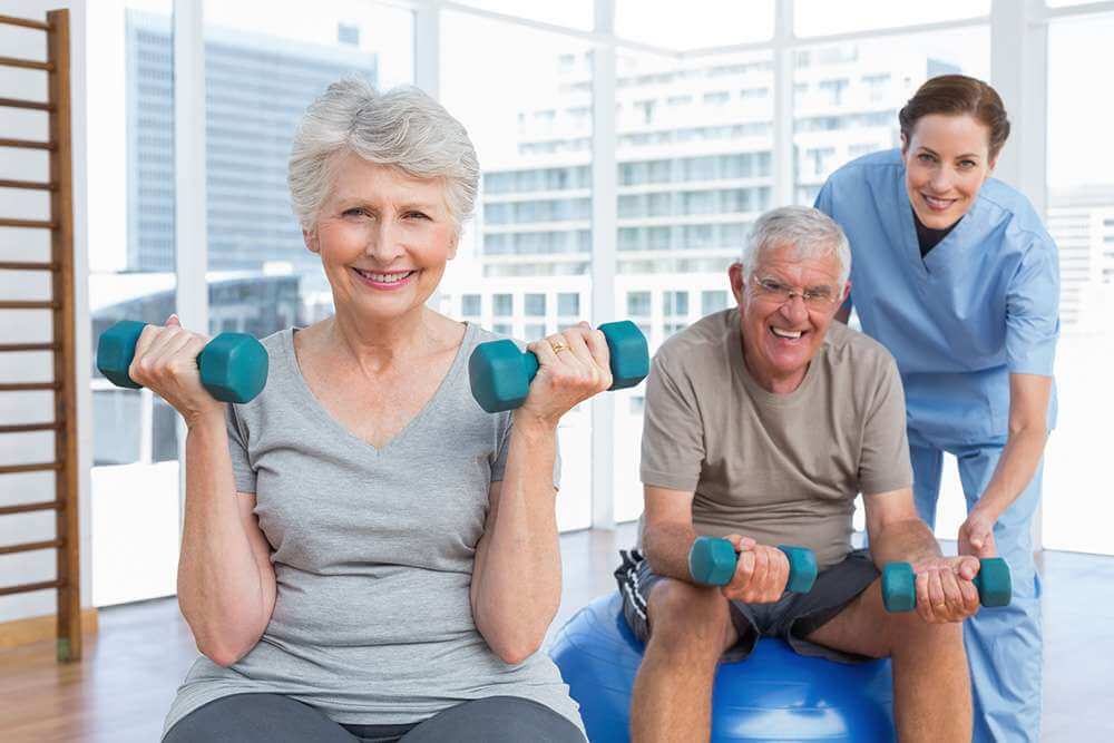 Seniors doing exercise