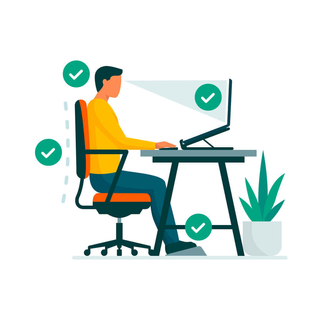 Ergonomic workspace: proper sitting posture at desk