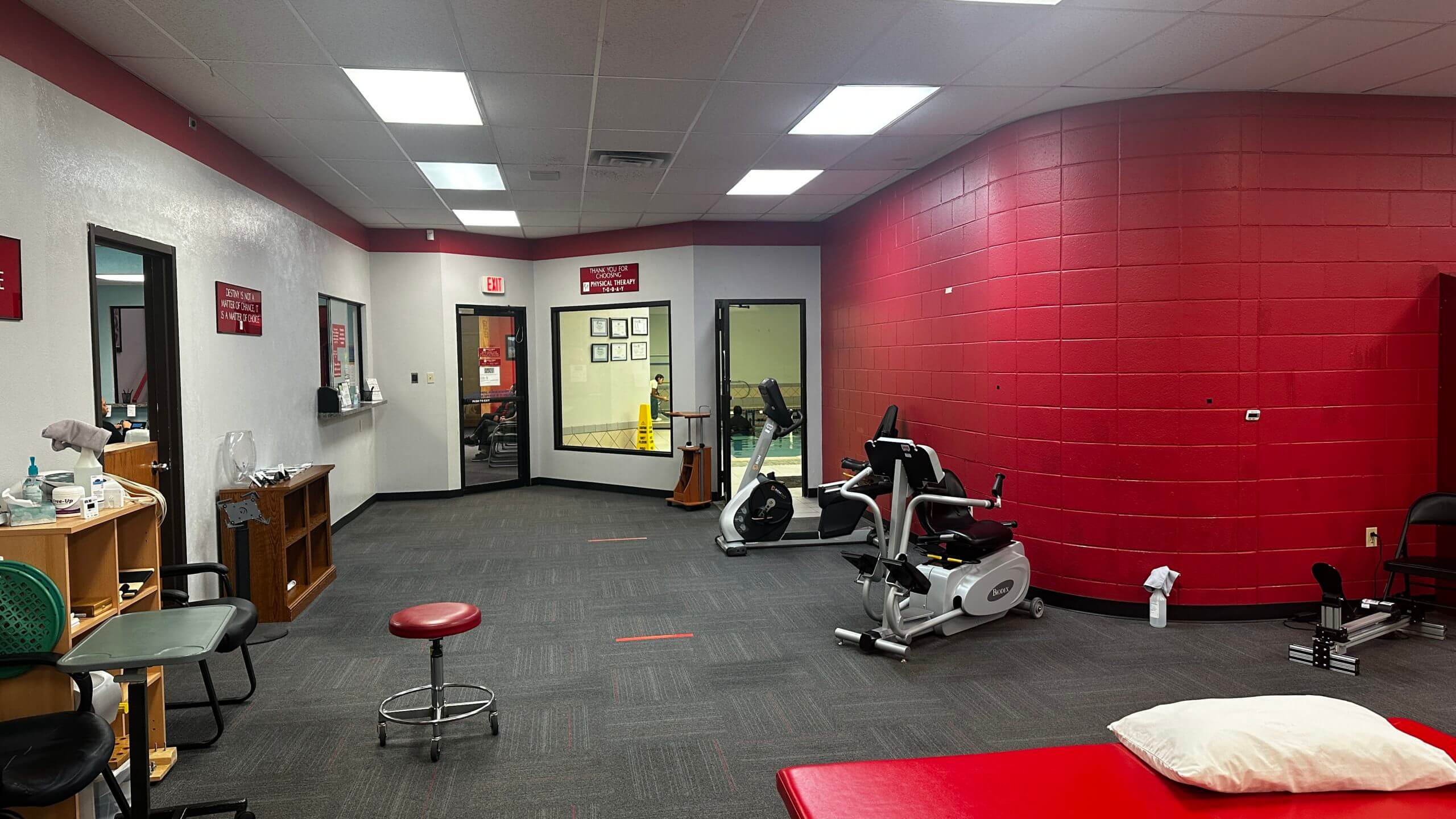 open physical therapy treatment area at physical therapy today on s loop in lubbock tx