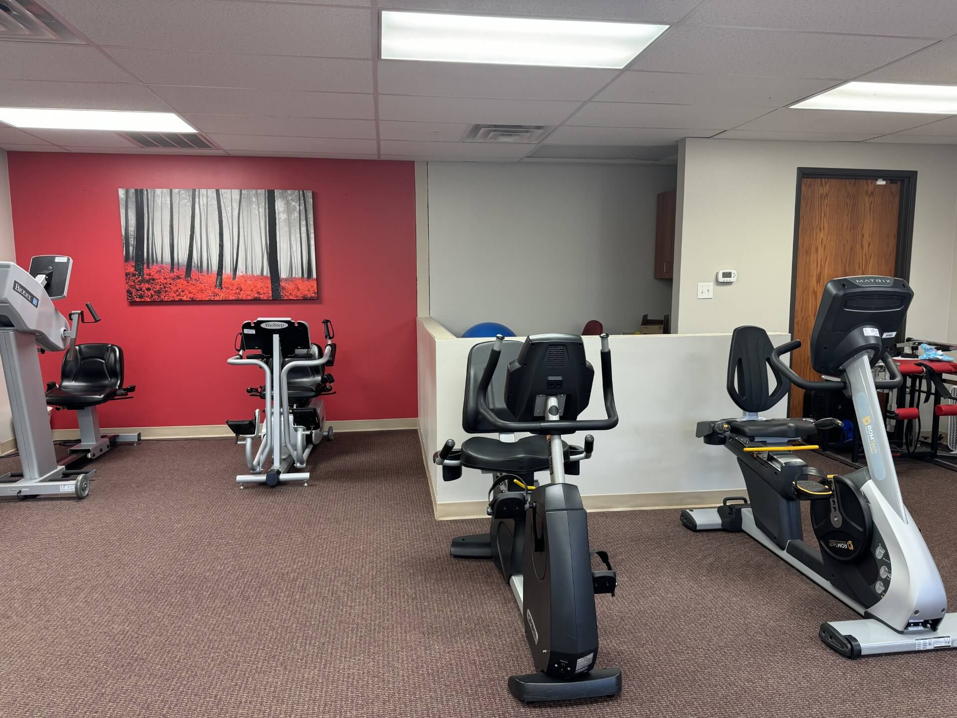exercise bike in physical therapy clinic
